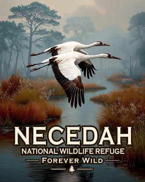 Necedah National Wildlife Refuge Wisconsin - Forever Wild - Souvenir Whooping Crane Art Print
