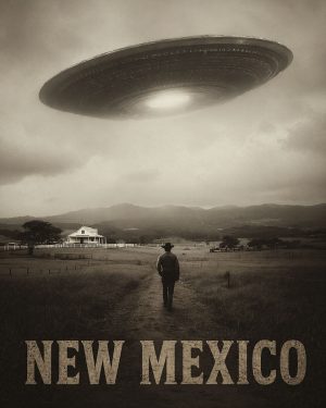 Vintage Alien Flying Saucer -  New Mexico Souvenir Art Print