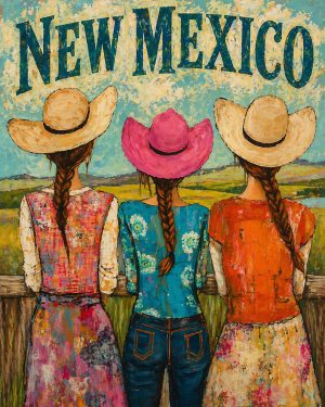Three Cowgirls -  New Mexico Souvenir Art Print