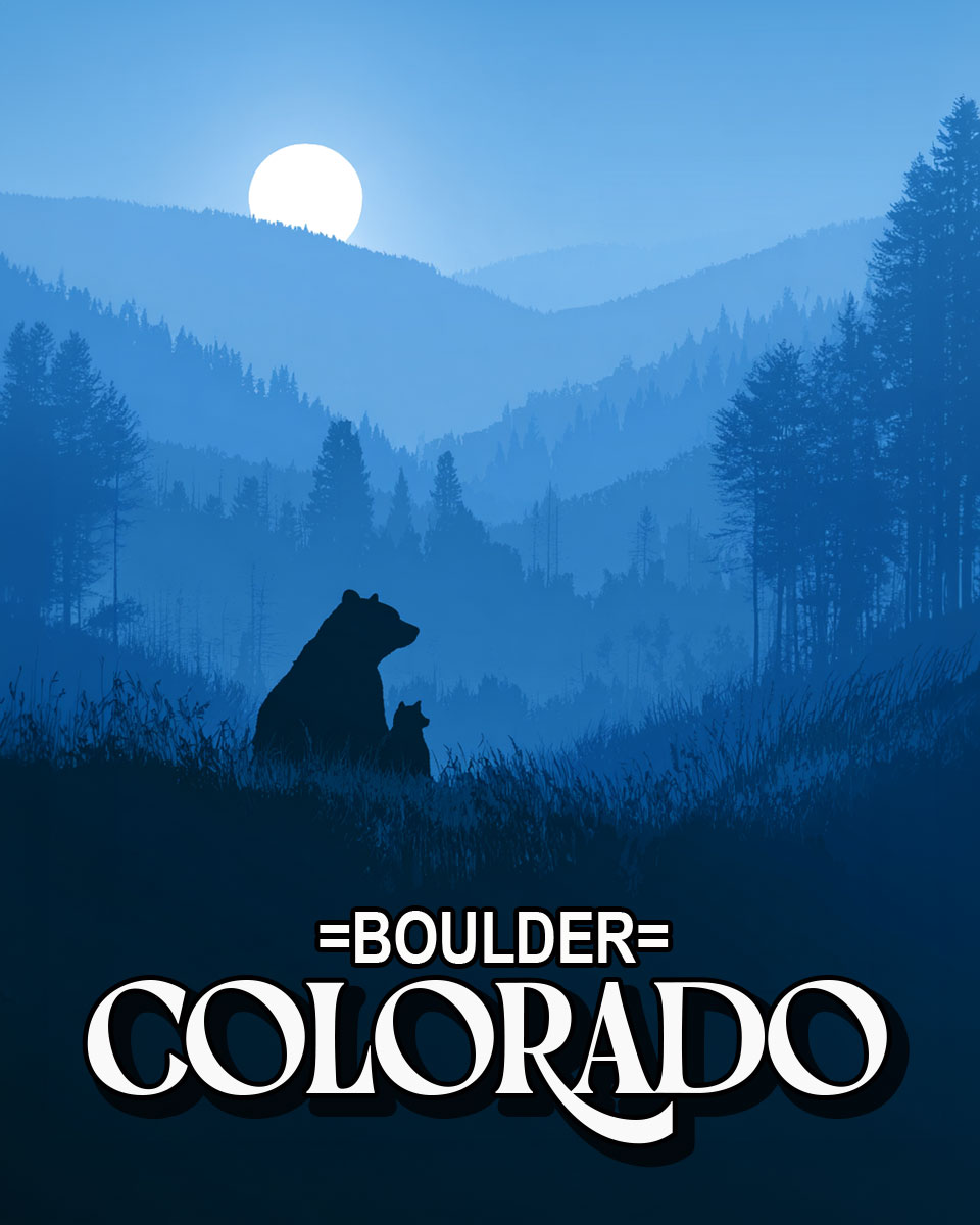 Nice Evening for Mom Bear and Cub - Boulder Colorado Souvenir Art Print.jpg
