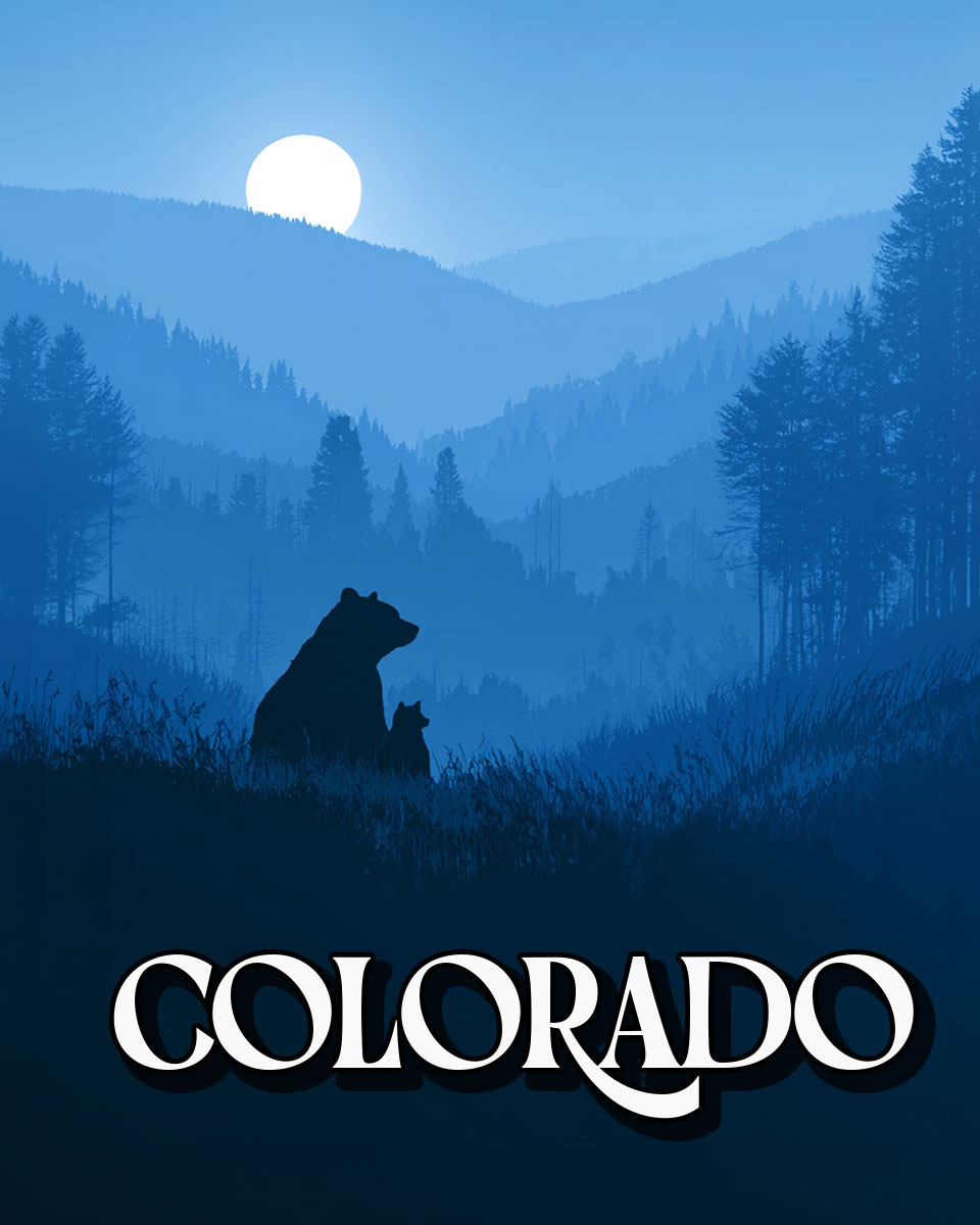Nice Evening for Mom Bear and Cub - Colorado Souvenir Art Print