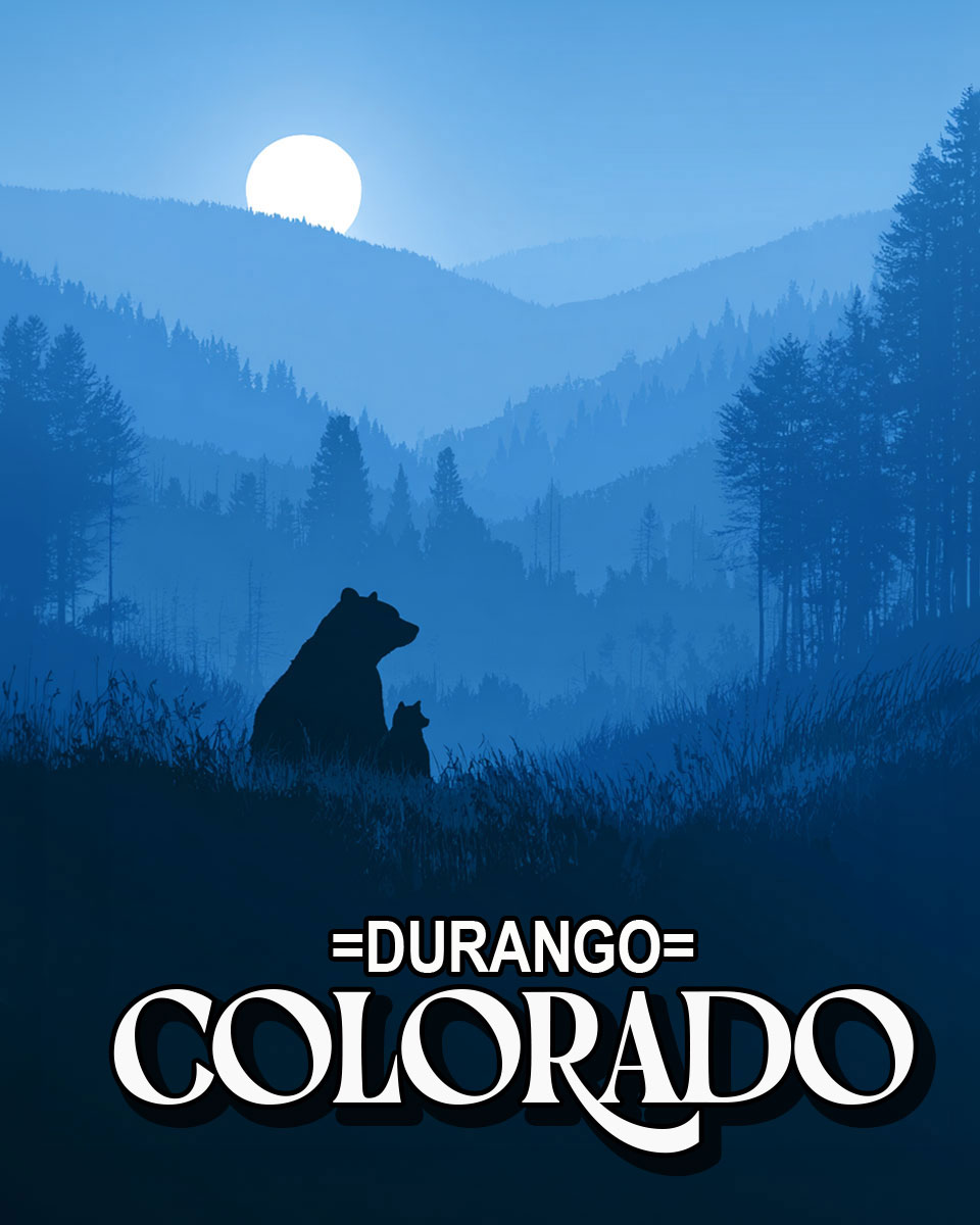 Nice Evening for Mom Bear and Cub -  Durango Souvenir Art Print