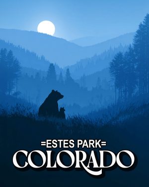 Nice Evening for Mom Bear and Cub -  Estes Park Souvenir Art Print
