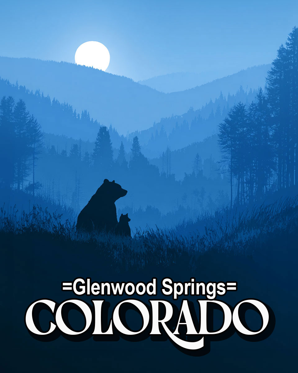 Nice Evening for Mom Bear and Cub - Glenwood Springs Souvenir Art Print