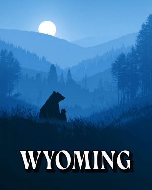 Nice Evening for Mom Bear and Cub -  Wyoming Souvenir Art Print