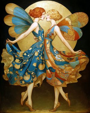 Nouveau Fairies Dance - Fairy Art Print