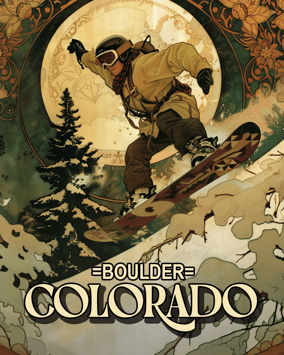Nouveau Snowboarder - Boulder Colorado Souvenir Art Print.jpg