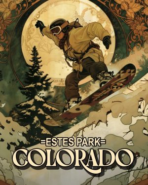 Nouveau Snowboarder -  Estes Park Souvenir Art Print