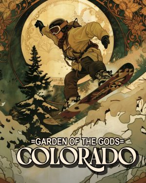 Nouveau Snowboarder - Garden of the Gods Souvenir Art Print