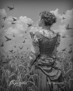 Oklahoma - Observing the Locus Swarm - Vintage Style Agriculture Cryptid Photo