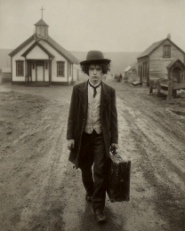 Marcus Coming Home After School - B&W Old West Art Print