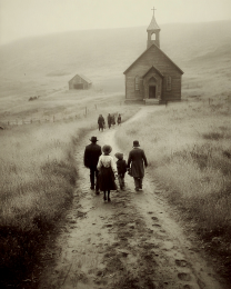 Heading to Church - B&W Old West Art Print