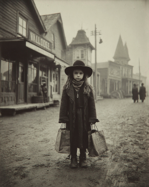 Missy Waiting For Her Father - B&W Old West Art Print