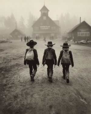 School Day - B&W Old West Art Print