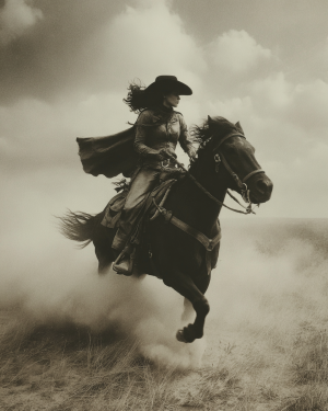 In a Hurry - B&W Old West Art Print