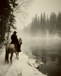 No Easy Way Across - B&W Old West Art Print