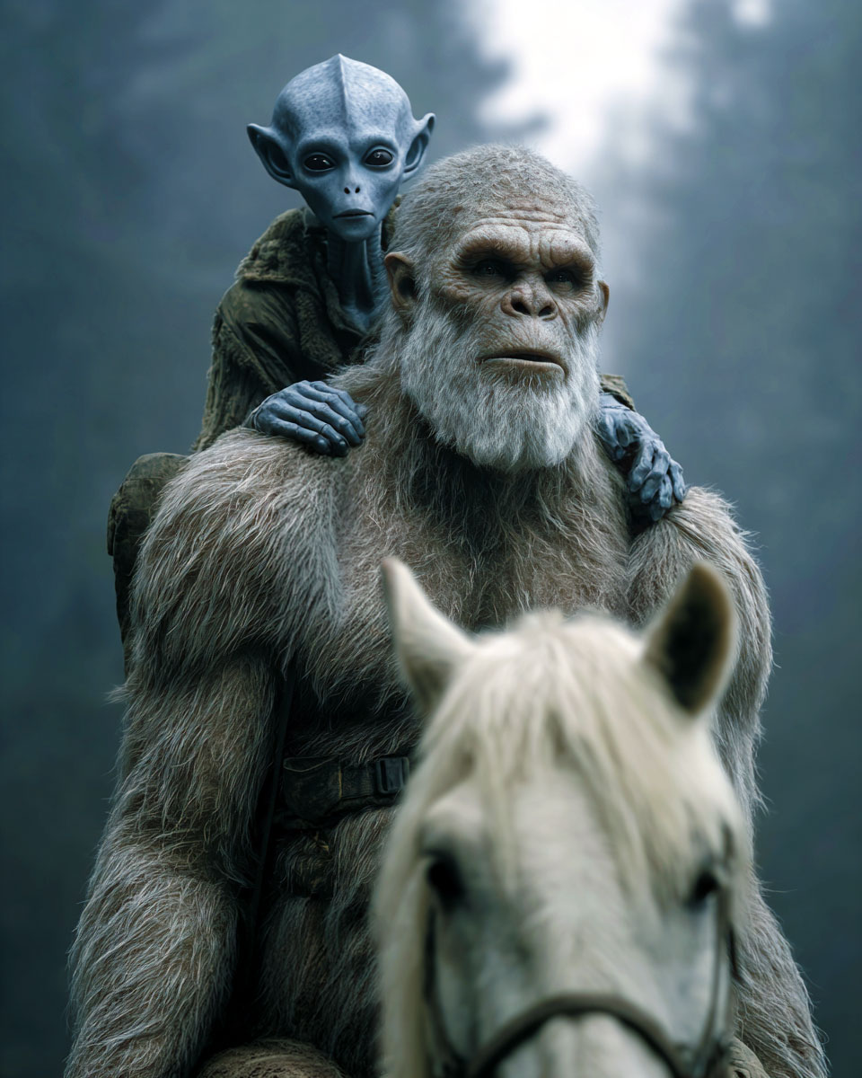 Someday Maybe We Can Walk Among Them -  Funny Bigfoot Alien Artwork