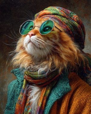 Oregon Eddy - Hippie Cat Art Prints