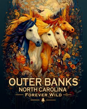 Outer Banks North Carolina - Forever Wild Horses Souvenir Art Print