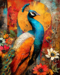 Grunge Peacock Art Print