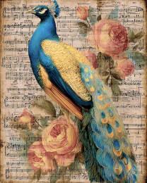 Mixed Media Style Peacock Art Print