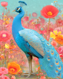 Bright Pastel Peacock Art Print