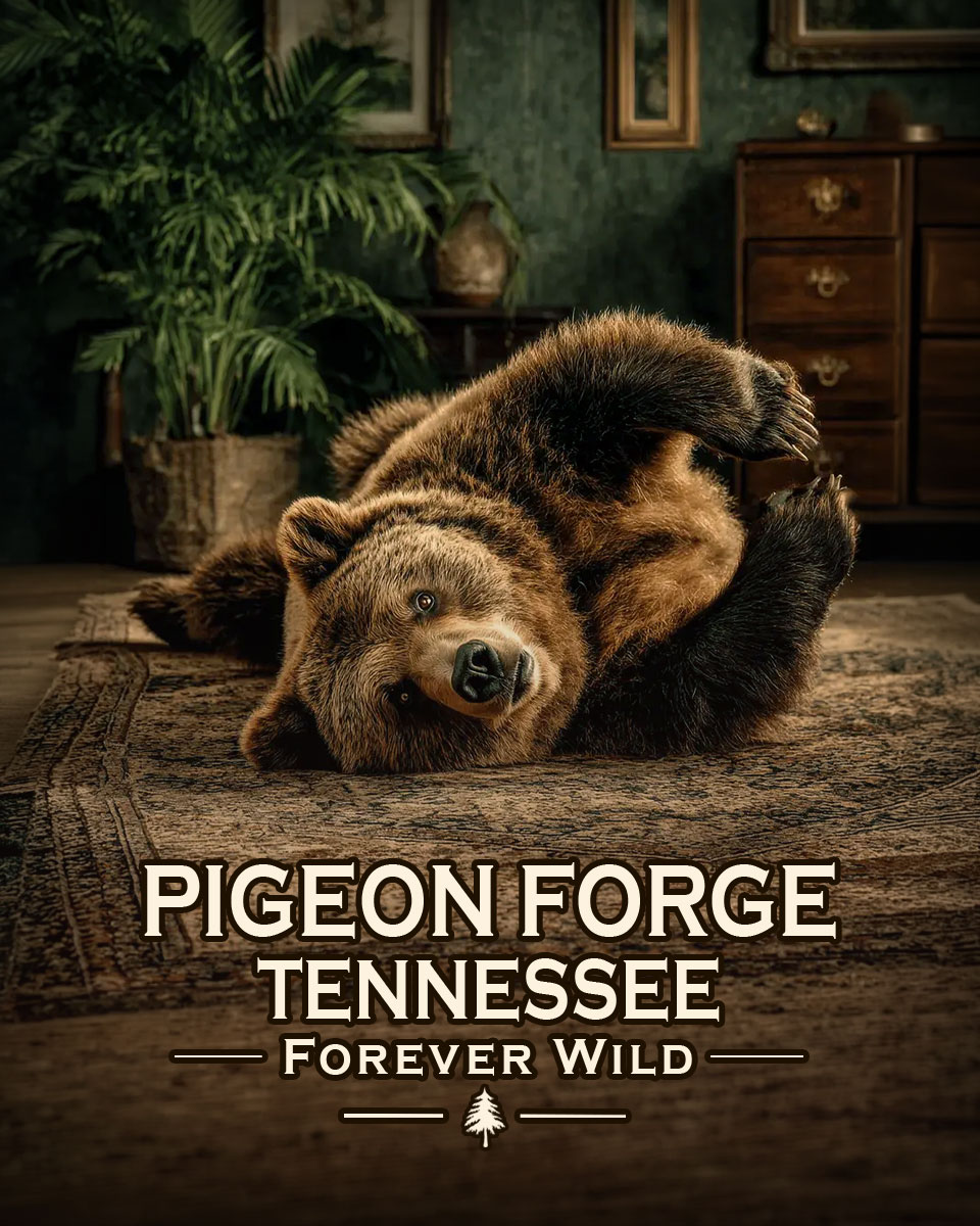 Pigeon Forge Tennessee - Forever Wild - Bear Playing on Rug
