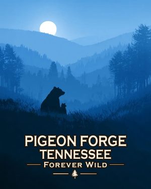 Pigeon Forge Tennessee  - Forever Wild - Mother Bear and Cub Enjoy the Evening