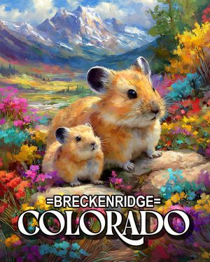 Pika Mom and Baby - Breckenridge, Colorado Souvenir Art Print
