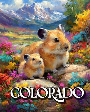 Pika Mom and Baby - Colorado Souvenir Art Print