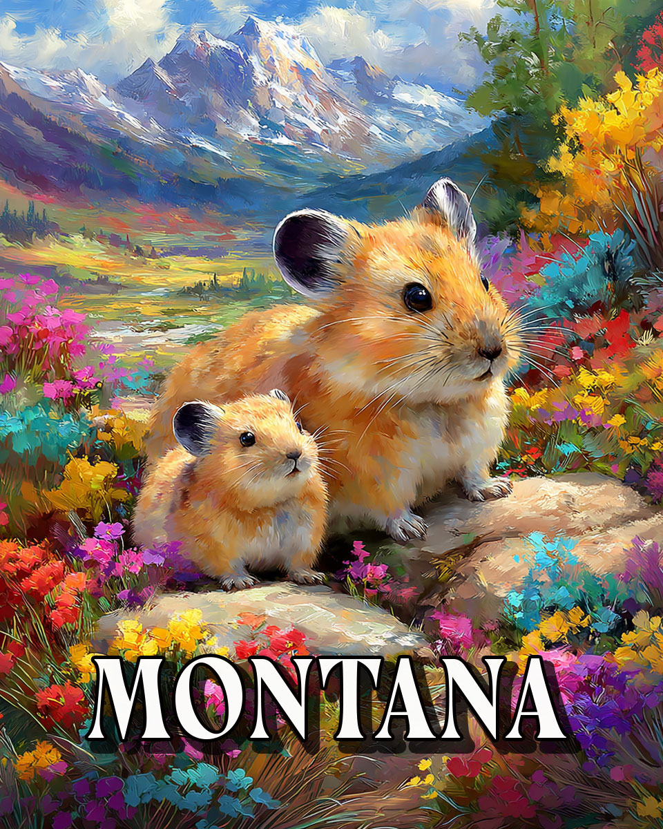 Pika Mom and Baby -  Montana Souvenir Art Print