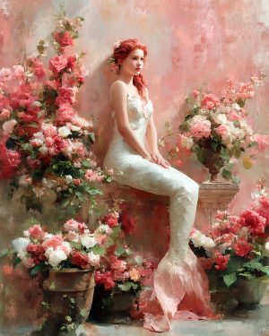 Pink Mermaid Princess Wall Art Print