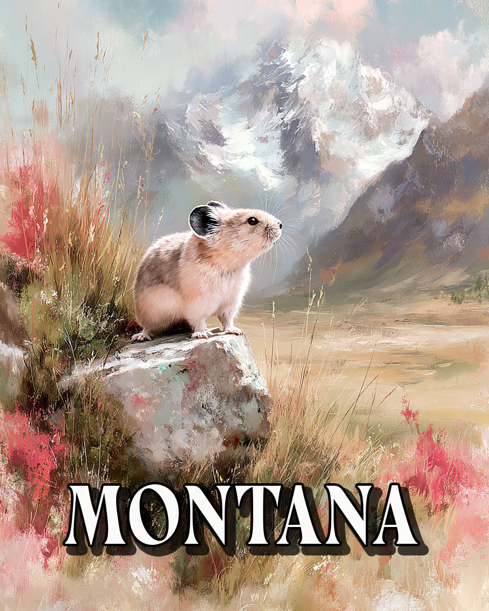 Pink Pika Landscape -  Montana Souvenir Art Print