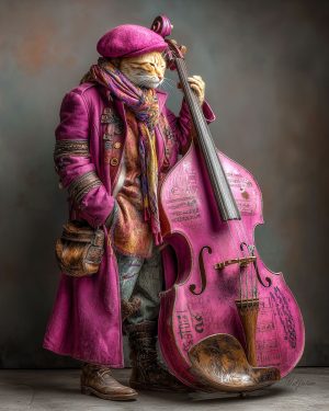 Pink the Bass Player - Cats and Music Art Prints