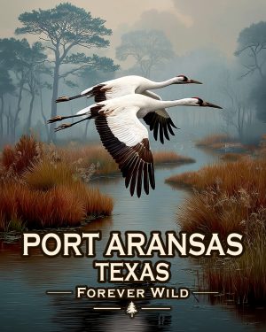 Port Aransas Texas - Forever Wild - Souvenir Whooping Crane Art Print