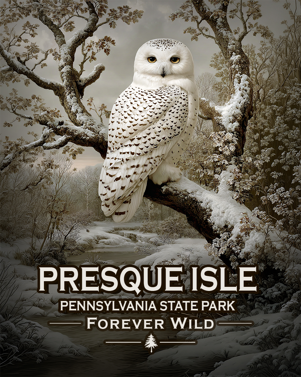 Presque Isle State Park Pennsylvania - Forever Wild - Souvenir Snowy Owl Art Print