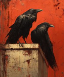 Raven Painting with Red