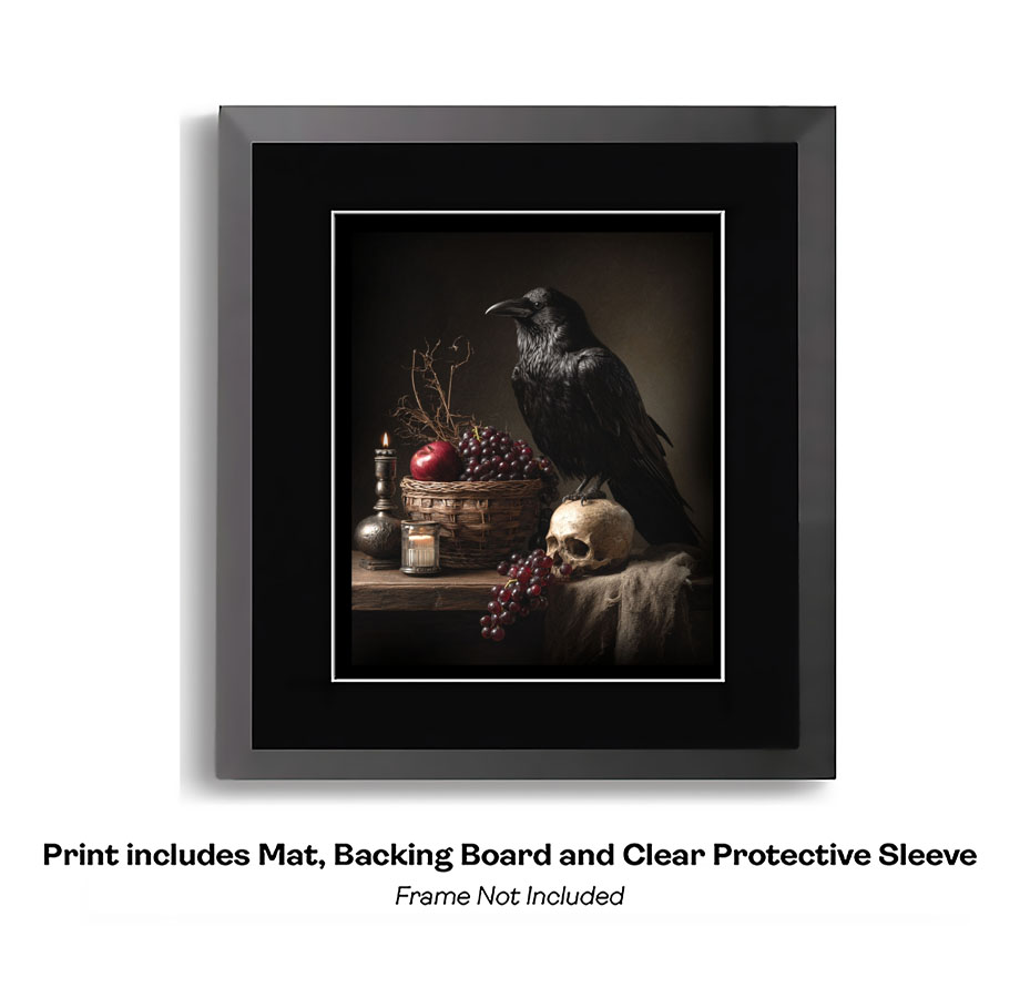 Raven, Skull and Grapes Still life