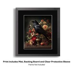 Raven Still Life with Flowers