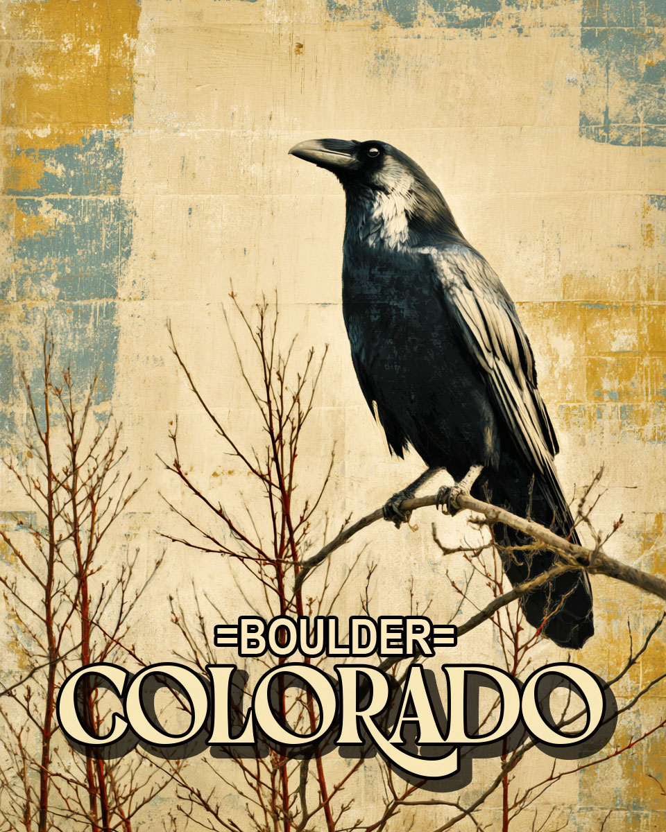 Raven in Tree - Boulder Colorado Souvenir Art Print.jpg