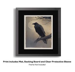 Raven on Limb with Moon