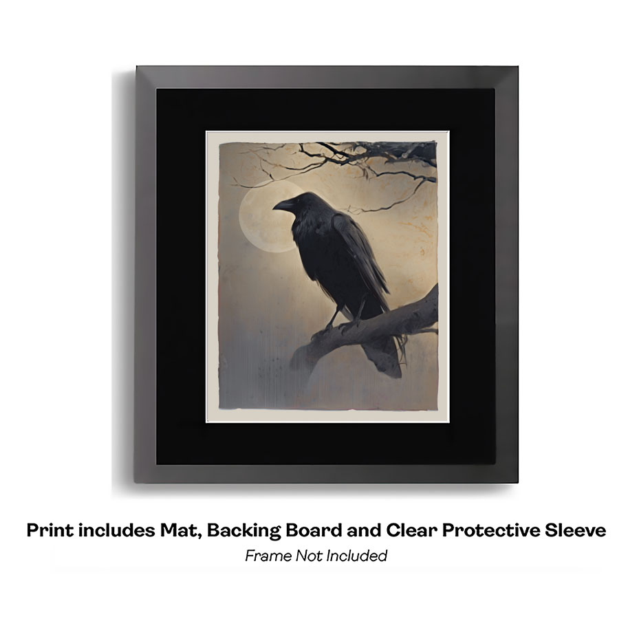 Raven on Limb with Moon