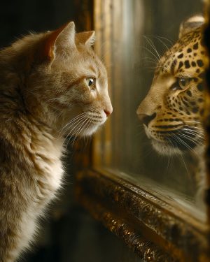 Reflection - Cat and Leopard Art Print
