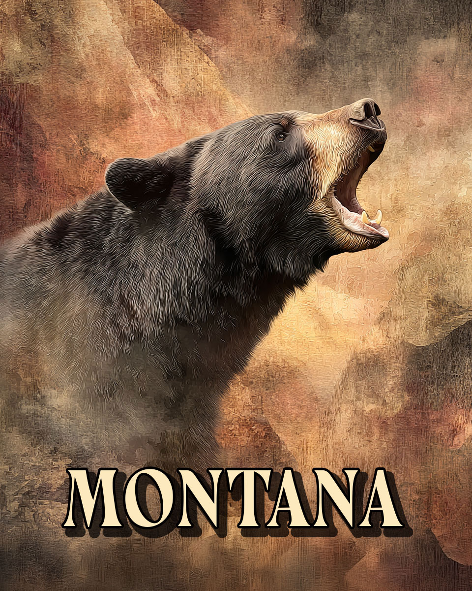 Roaring Bear Cub -  Montana Souvenir Art Print