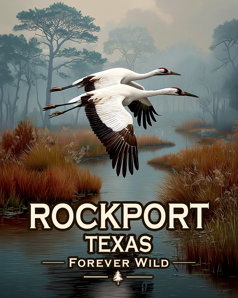 Rockport Texas - Forever Wild - Souvenir Whooping Crane Art Print