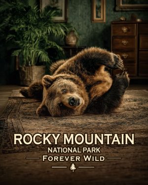 Rocky Mountain National Park  - Forever Wild - Bear Playing on Rug