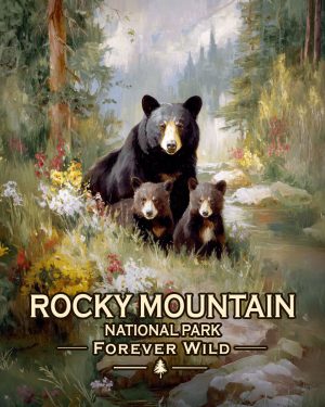 Rocky Mountain National Park  - Forever Wild - Black Bear Mother and Cubs