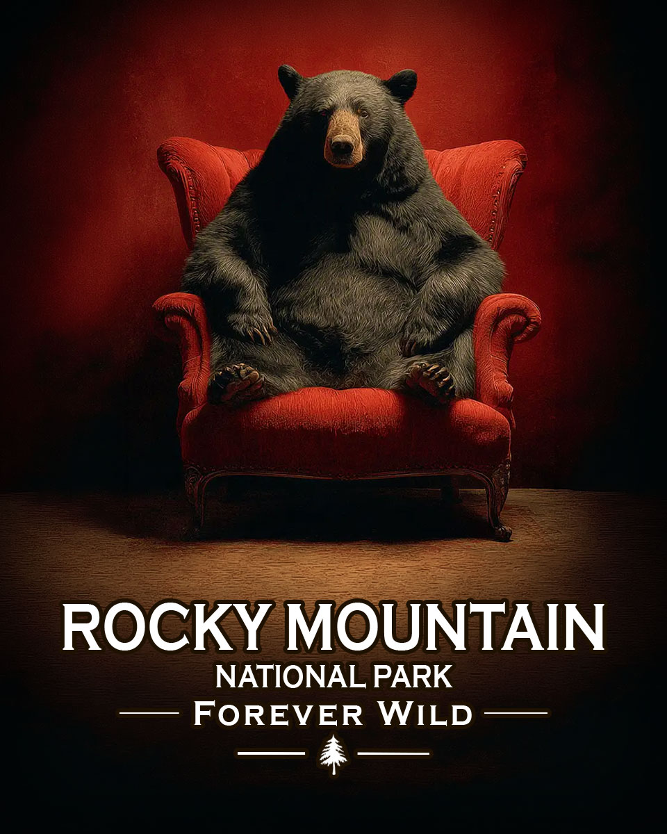 Rocky Mountain National Park  - Forever Wild - Lazy Bear in Chair