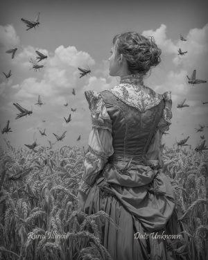 Rural Illinois - Observing the Locus Swarm - Vintage Style Agriculture Cryptid Photo