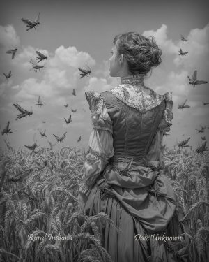 Rural Indiana - Observing the Locus Swarm - Vintage Style Agriculture Cryptid Photo